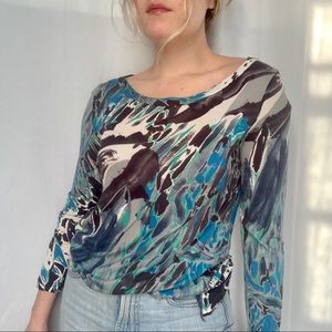 Emilio Pucci Psychedelic, Watercolor 90s Top